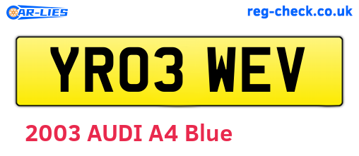 YR03WEV are the vehicle registration plates.