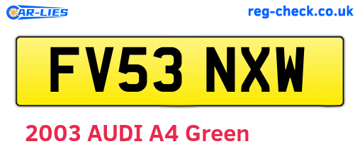 FV53NXW are the vehicle registration plates.