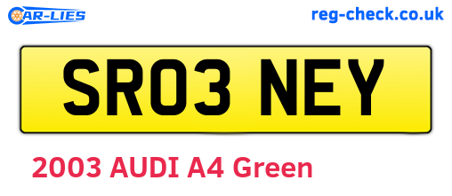 SR03NEY are the vehicle registration plates.