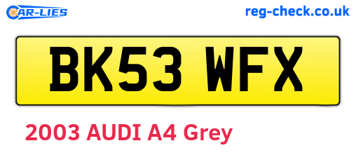 BK53WFX are the vehicle registration plates.