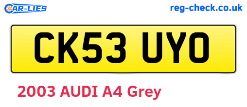 CK53UYO are the vehicle registration plates.
