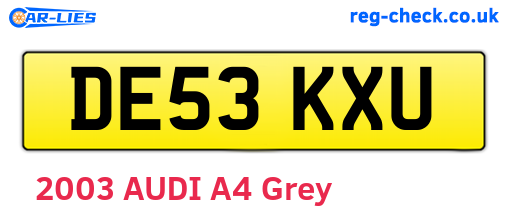 DE53KXU are the vehicle registration plates.