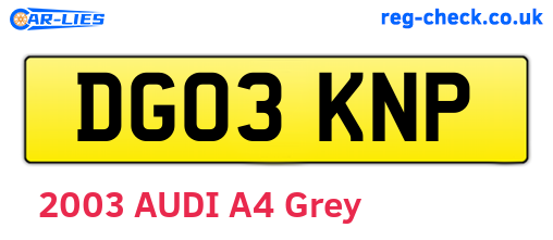 DG03KNP are the vehicle registration plates.