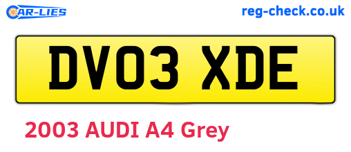 DV03XDE are the vehicle registration plates.