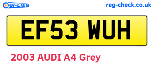 EF53WUH are the vehicle registration plates.