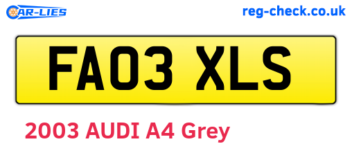 FA03XLS are the vehicle registration plates.