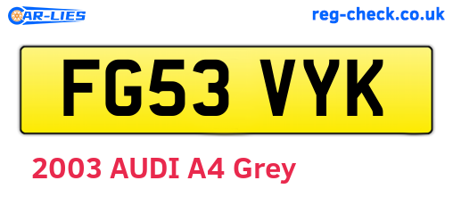 FG53VYK are the vehicle registration plates.