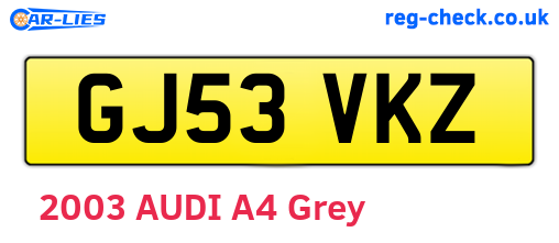 GJ53VKZ are the vehicle registration plates.
