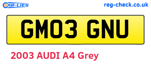 GM03GNU are the vehicle registration plates.