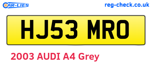 HJ53MRO are the vehicle registration plates.