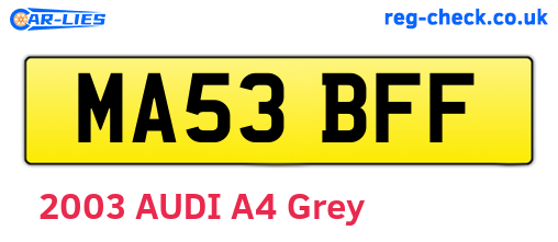 MA53BFF are the vehicle registration plates.