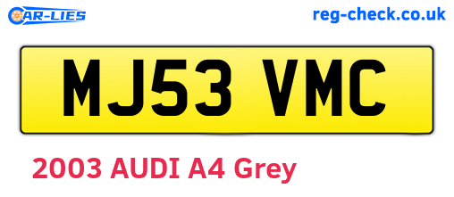 MJ53VMC are the vehicle registration plates.