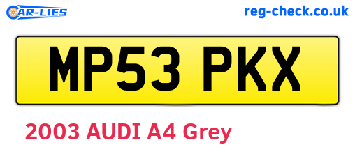 MP53PKX are the vehicle registration plates.