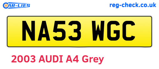 NA53WGC are the vehicle registration plates.