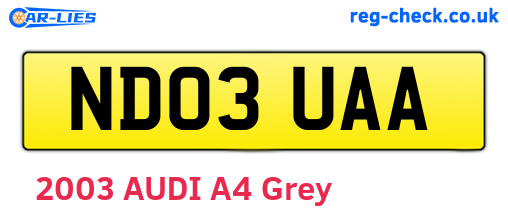 ND03UAA are the vehicle registration plates.