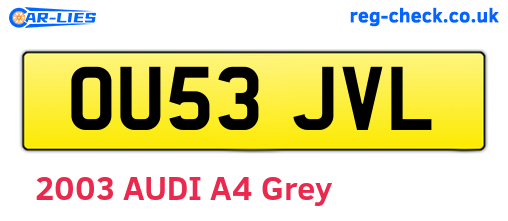 OU53JVL are the vehicle registration plates.