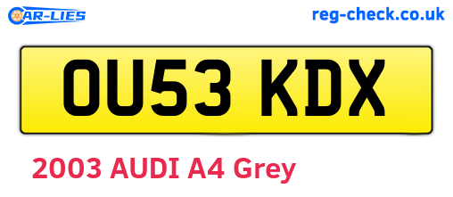 OU53KDX are the vehicle registration plates.