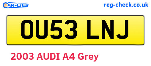OU53LNJ are the vehicle registration plates.