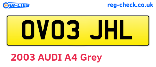 OV03JHL are the vehicle registration plates.