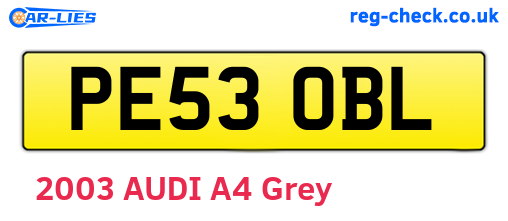 PE53OBL are the vehicle registration plates.