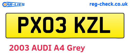 PX03KZL are the vehicle registration plates.