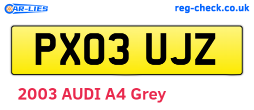 PX03UJZ are the vehicle registration plates.
