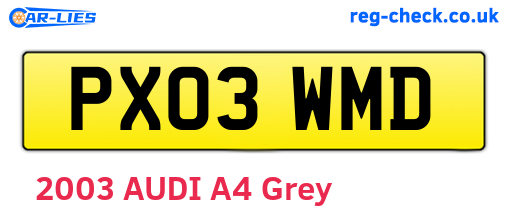 PX03WMD are the vehicle registration plates.