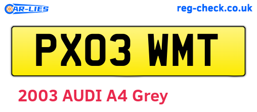 PX03WMT are the vehicle registration plates.