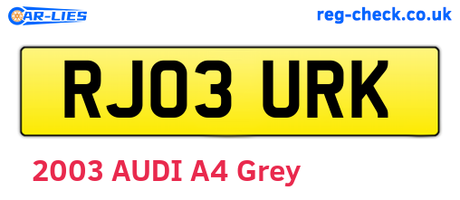 RJ03URK are the vehicle registration plates.