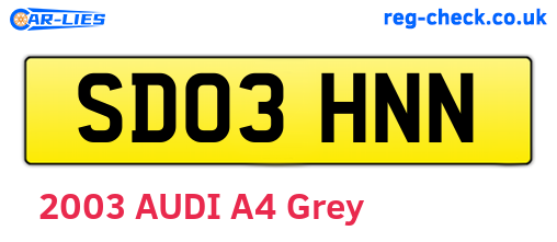 SD03HNN are the vehicle registration plates.