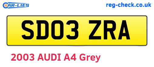 SD03ZRA are the vehicle registration plates.