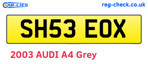 SH53EOX are the vehicle registration plates.