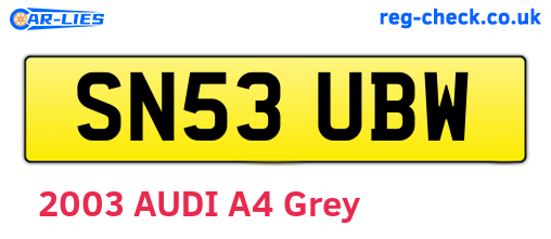 SN53UBW are the vehicle registration plates.