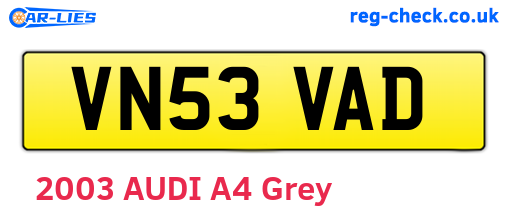 VN53VAD are the vehicle registration plates.