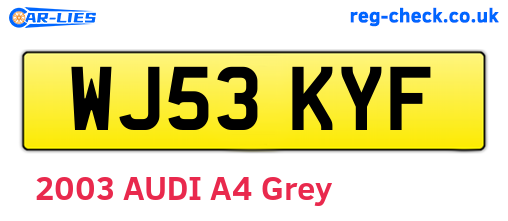 WJ53KYF are the vehicle registration plates.