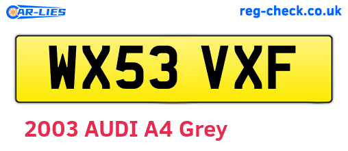 WX53VXF are the vehicle registration plates.