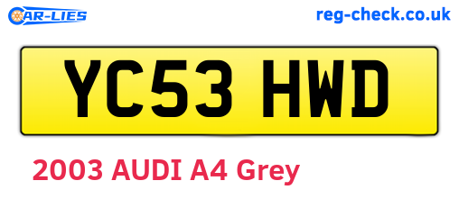 YC53HWD are the vehicle registration plates.