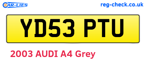 YD53PTU are the vehicle registration plates.