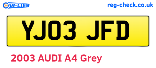 YJ03JFD are the vehicle registration plates.