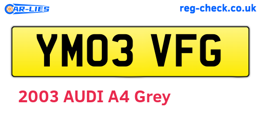 YM03VFG are the vehicle registration plates.