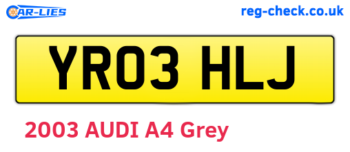 YR03HLJ are the vehicle registration plates.