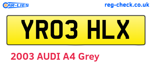 YR03HLX are the vehicle registration plates.