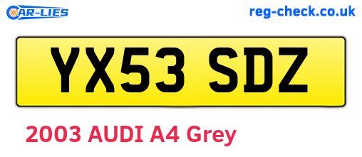 YX53SDZ are the vehicle registration plates.