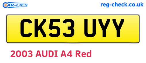 CK53UYY are the vehicle registration plates.