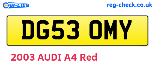 DG53OMY are the vehicle registration plates.