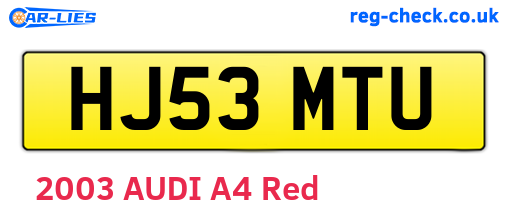 HJ53MTU are the vehicle registration plates.