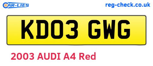 KD03GWG are the vehicle registration plates.