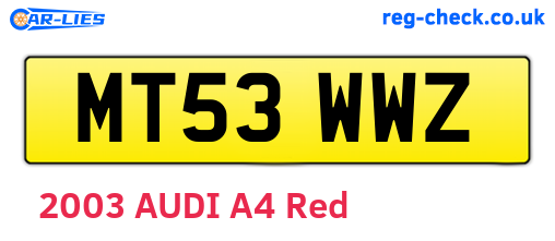MT53WWZ are the vehicle registration plates.