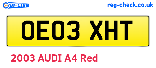 OE03XHT are the vehicle registration plates.