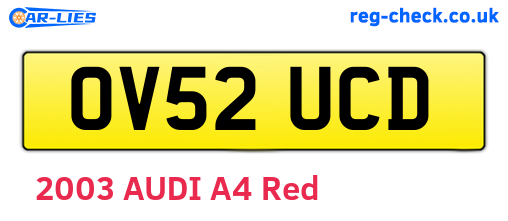 OV52UCD are the vehicle registration plates.
